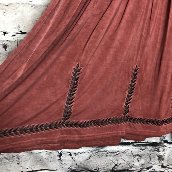 POL Embroidered Dress. Red Brick. - Picture 6 of 11